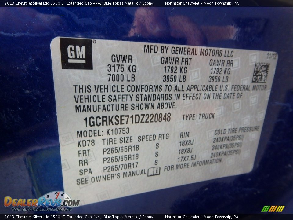 2013 Chevrolet Silverado 1500 LT Extended Cab 4x4 Blue Topaz Metallic / Ebony Photo #14