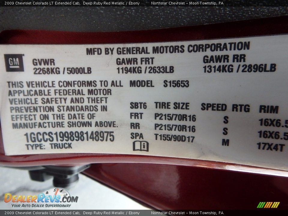 2009 Chevrolet Colorado LT Extended Cab Deep Ruby Red Metallic / Ebony Photo #29