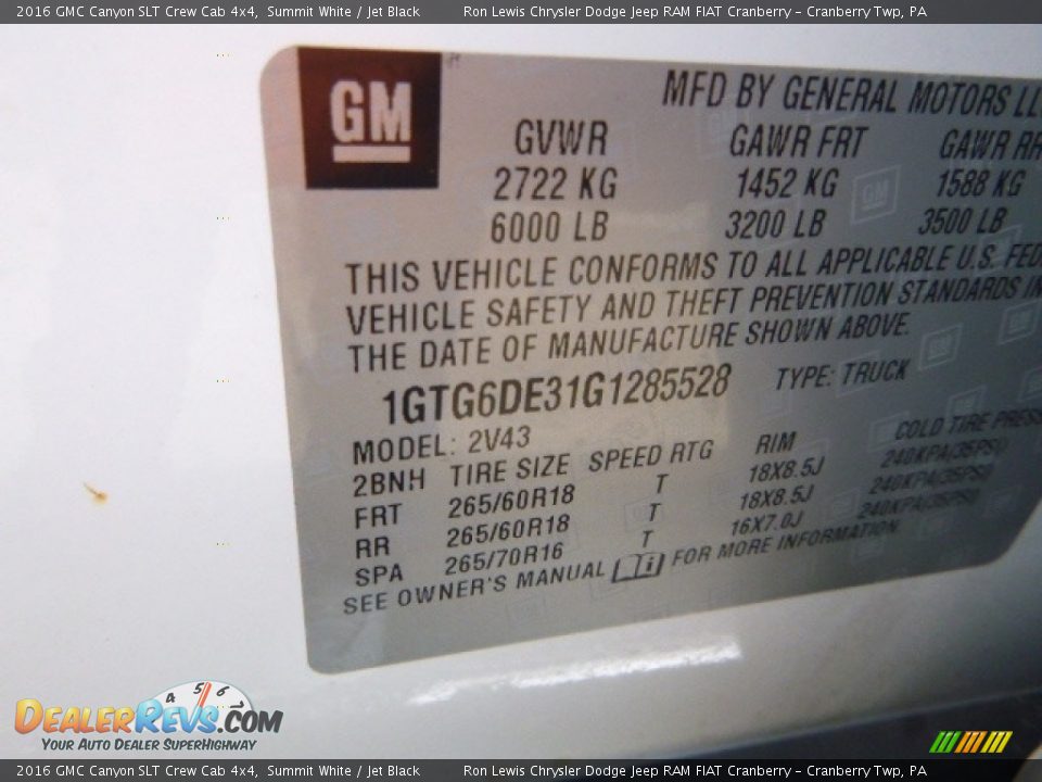 2016 GMC Canyon SLT Crew Cab 4x4 Summit White / Jet Black Photo #15