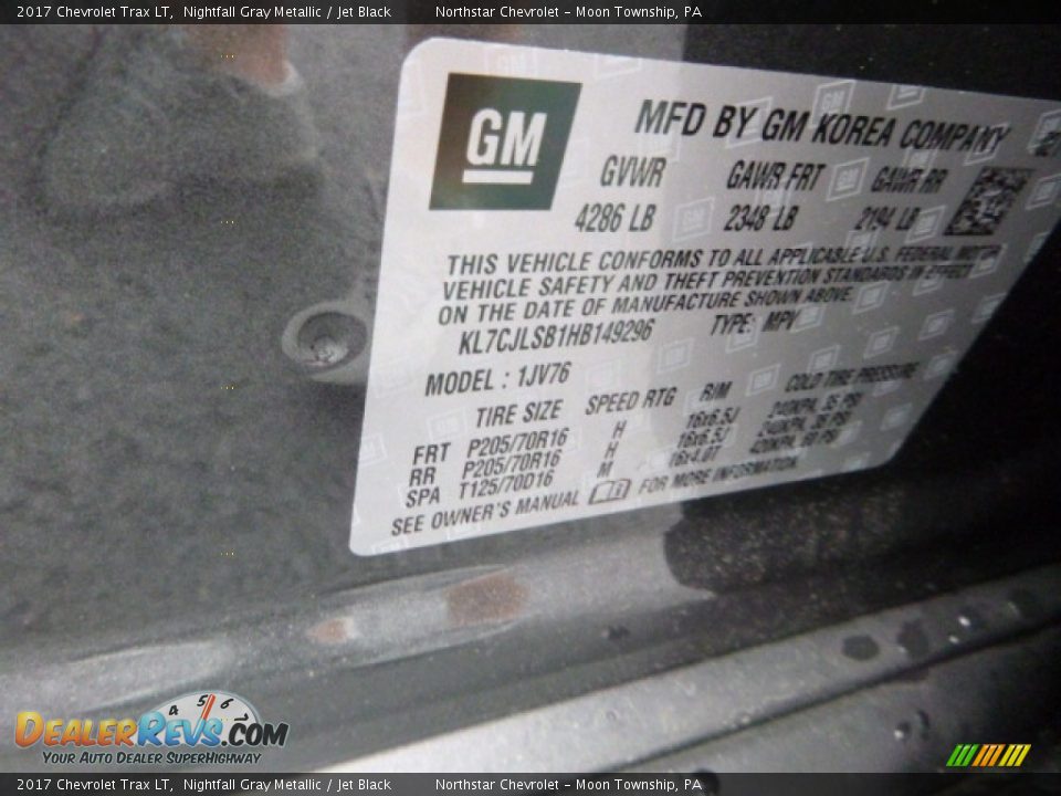 2017 Chevrolet Trax LT Nightfall Gray Metallic / Jet Black Photo #17