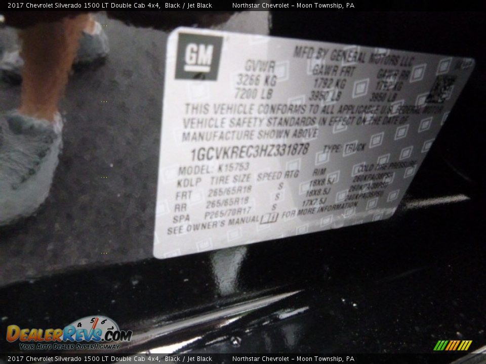 2017 Chevrolet Silverado 1500 LT Double Cab 4x4 Black / Jet Black Photo #17