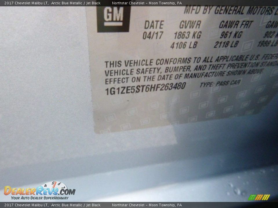 2017 Chevrolet Malibu LT Arctic Blue Metallic / Jet Black Photo #17