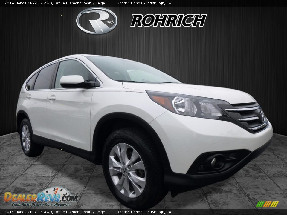 2014 Honda CR-V EX AWD White Diamond Pearl / Beige Photo #1