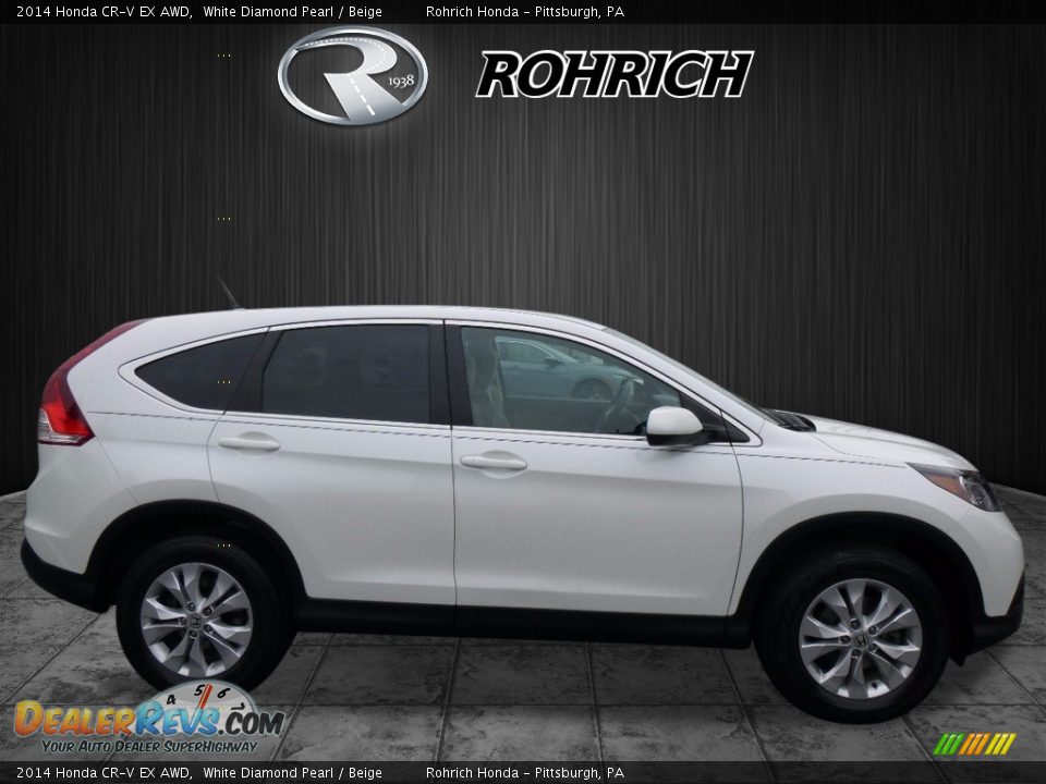 2014 Honda CR-V EX AWD White Diamond Pearl / Beige Photo #2