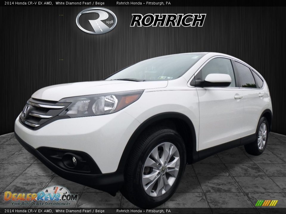 2014 Honda CR-V EX AWD White Diamond Pearl / Beige Photo #3