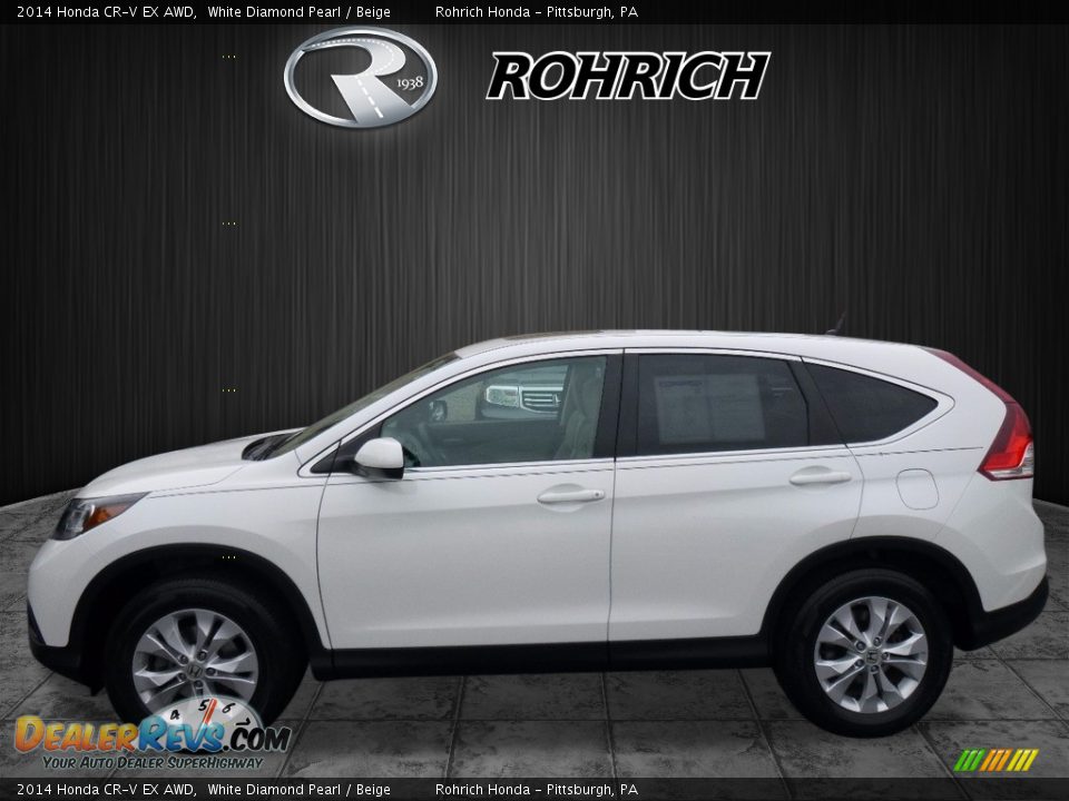 2014 Honda CR-V EX AWD White Diamond Pearl / Beige Photo #4