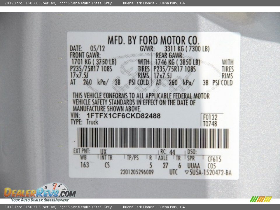 2012 Ford F150 XL SuperCab Ingot Silver Metallic / Steel Gray Photo #29
