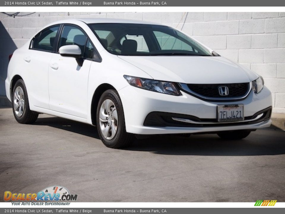 2014 Honda Civic LX Sedan Taffeta White / Beige Photo #1