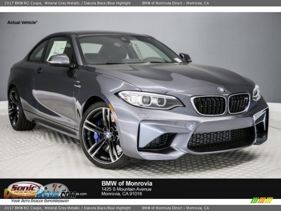 2017 BMW M2 Coupe Mineral Grey Metallic / Dakota Black/Blue Highlight Photo #1