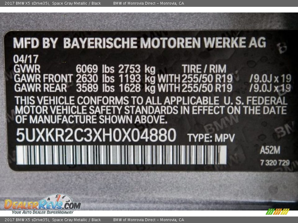 2017 BMW X5 sDrive35i Space Gray Metallic / Black Photo #11