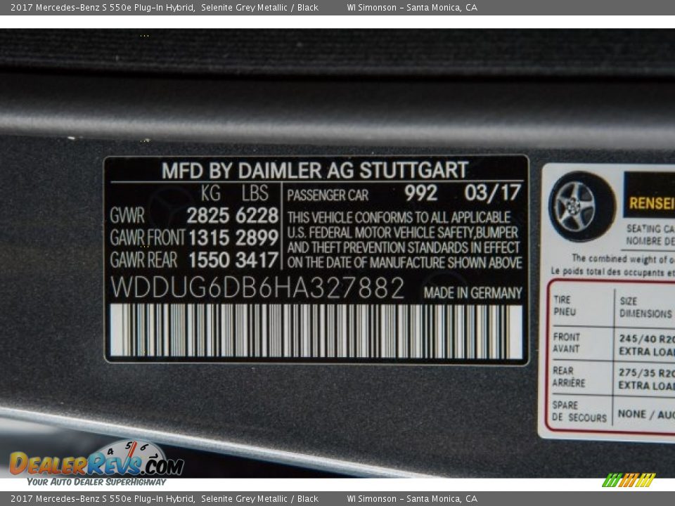 2017 Mercedes-Benz S 550e Plug-In Hybrid Selenite Grey Metallic / Black Photo #10