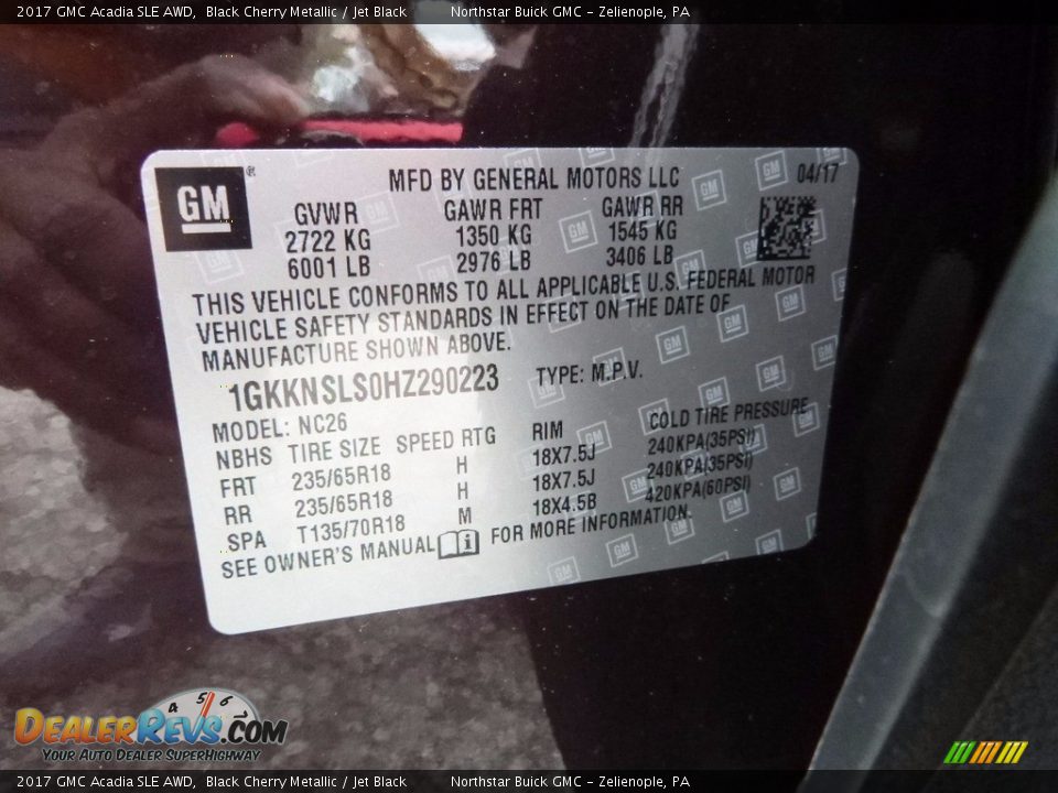 2017 GMC Acadia SLE AWD Black Cherry Metallic / Jet Black Photo #15