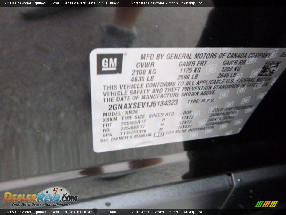 2018 Chevrolet Equinox LT AWD Mosaic Black Metallic / Jet Black Photo #17