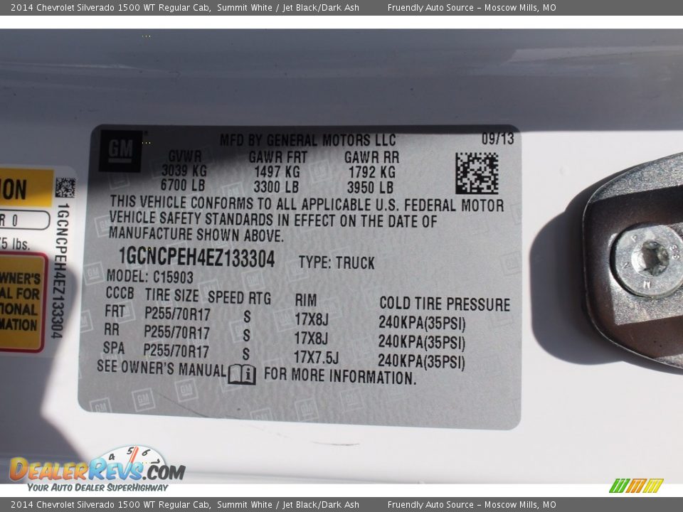 2014 Chevrolet Silverado 1500 WT Regular Cab Summit White / Jet Black/Dark Ash Photo #15