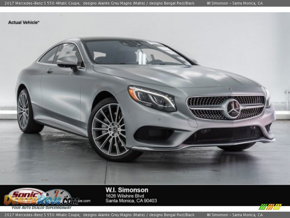 2017 Mercedes-Benz S 550 4Matic Coupe designo Alanite Grey Magno (Matte) / designo Bengal Red/Black Photo #1