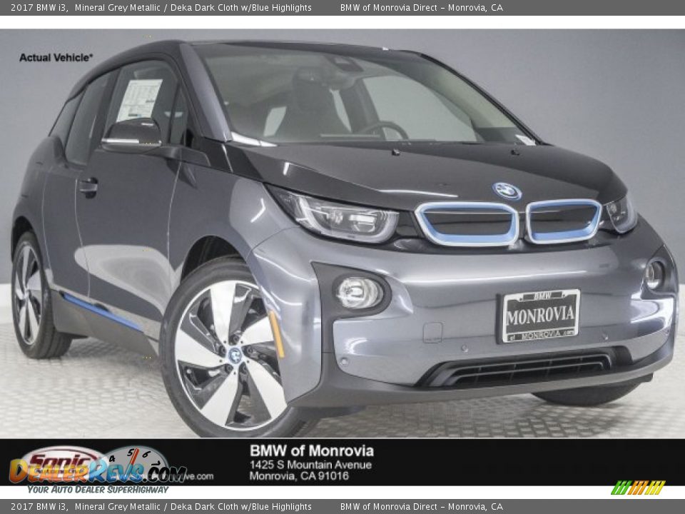 2017 BMW i3 Mineral Grey Metallic / Deka Dark Cloth w/Blue Highlights Photo #1