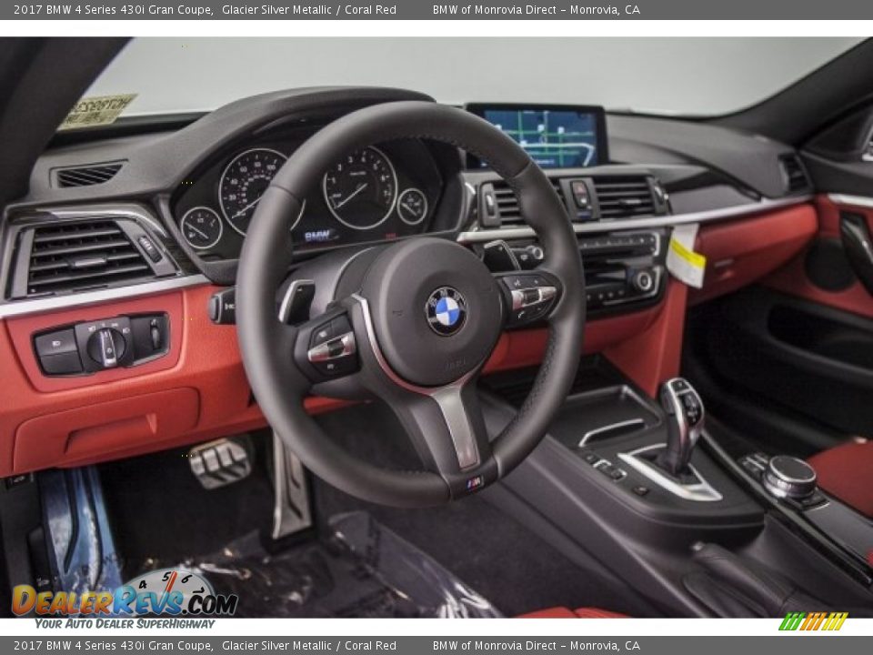 2017 BMW 4 Series 430i Gran Coupe Glacier Silver Metallic / Coral Red Photo #6