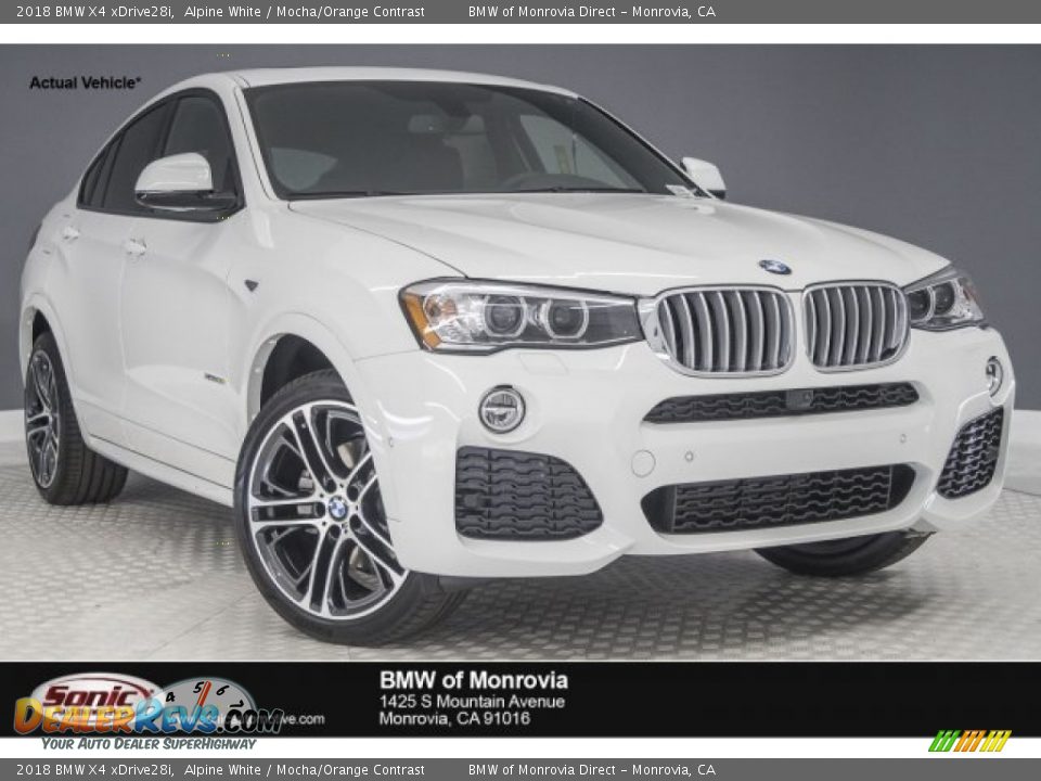 2018 BMW X4 xDrive28i Alpine White / Mocha/Orange Contrast Photo #1