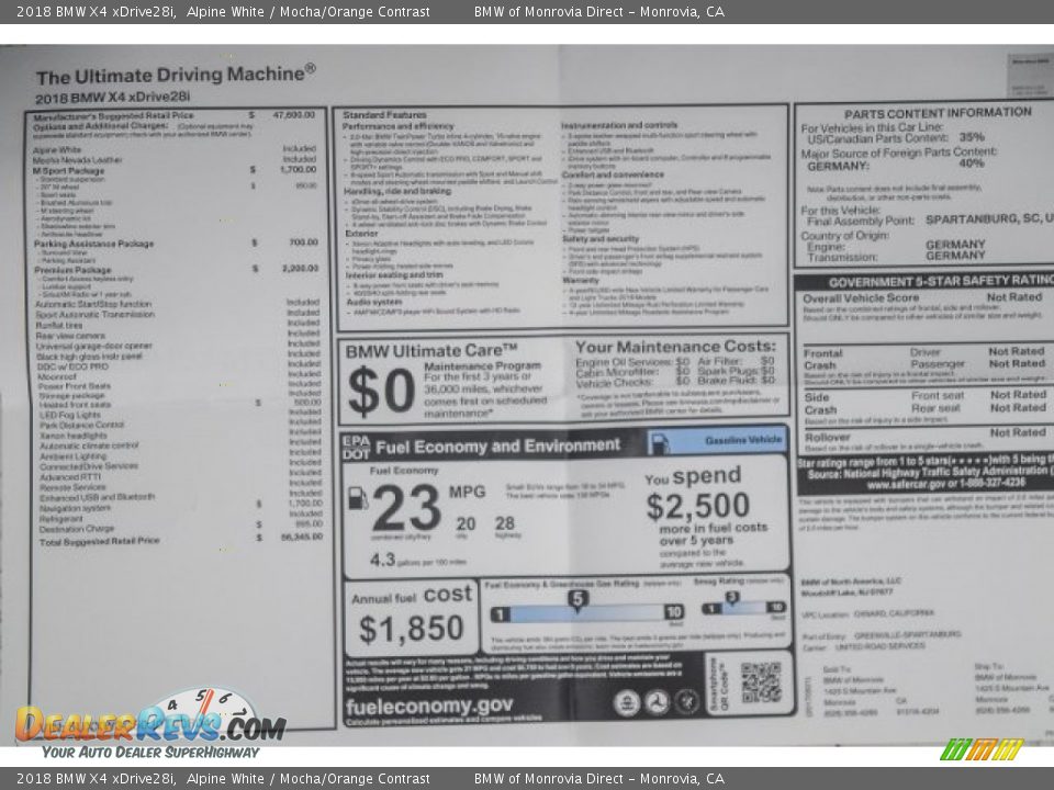 2018 BMW X4 xDrive28i Alpine White / Mocha/Orange Contrast Photo #10