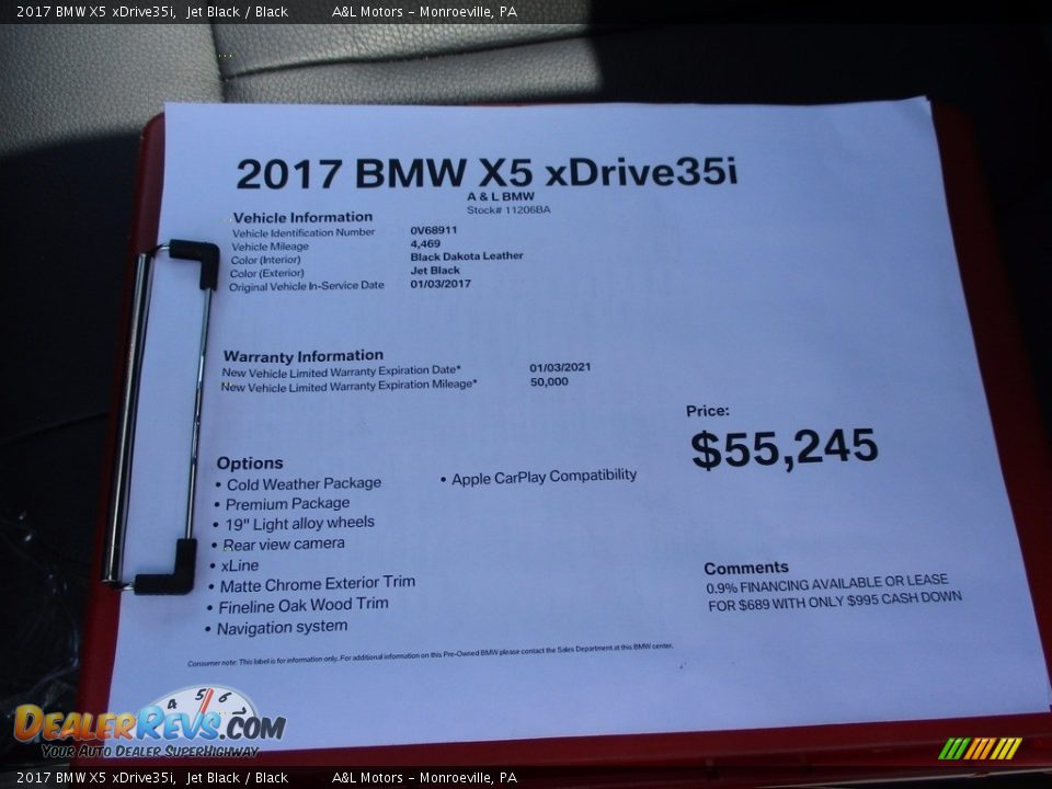 2017 BMW X5 xDrive35i Jet Black / Black Photo #10