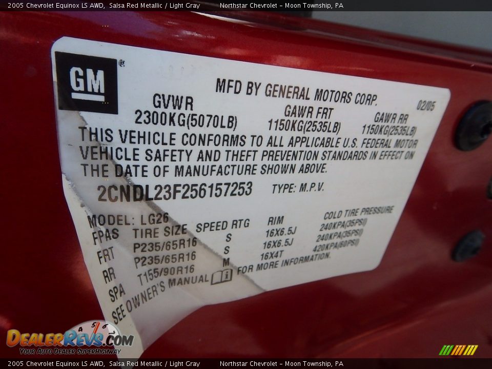 2005 Chevrolet Equinox LS AWD Salsa Red Metallic / Light Gray Photo #14