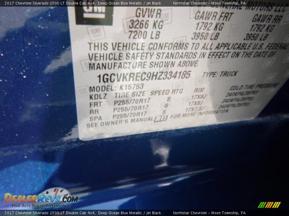 2017 Chevrolet Silverado 1500 LT Double Cab 4x4 Deep Ocean Blue Metallic / Jet Black Photo #16
