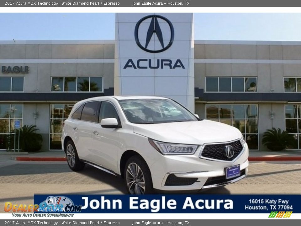 2017 Acura MDX Technology White Diamond Pearl / Espresso Photo #1