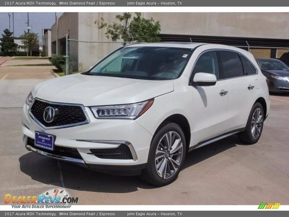 2017 Acura MDX Technology White Diamond Pearl / Espresso Photo #3