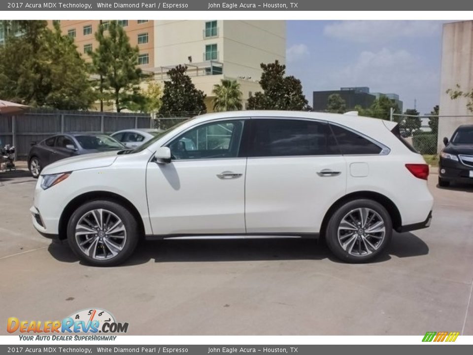 2017 Acura MDX Technology White Diamond Pearl / Espresso Photo #4