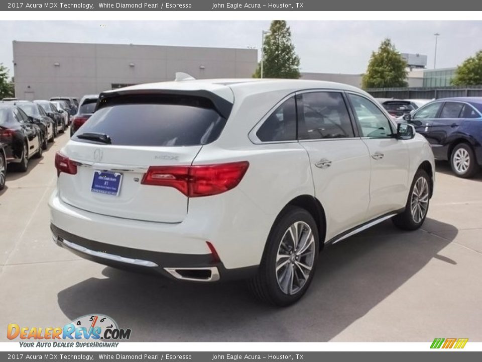 2017 Acura MDX Technology White Diamond Pearl / Espresso Photo #7
