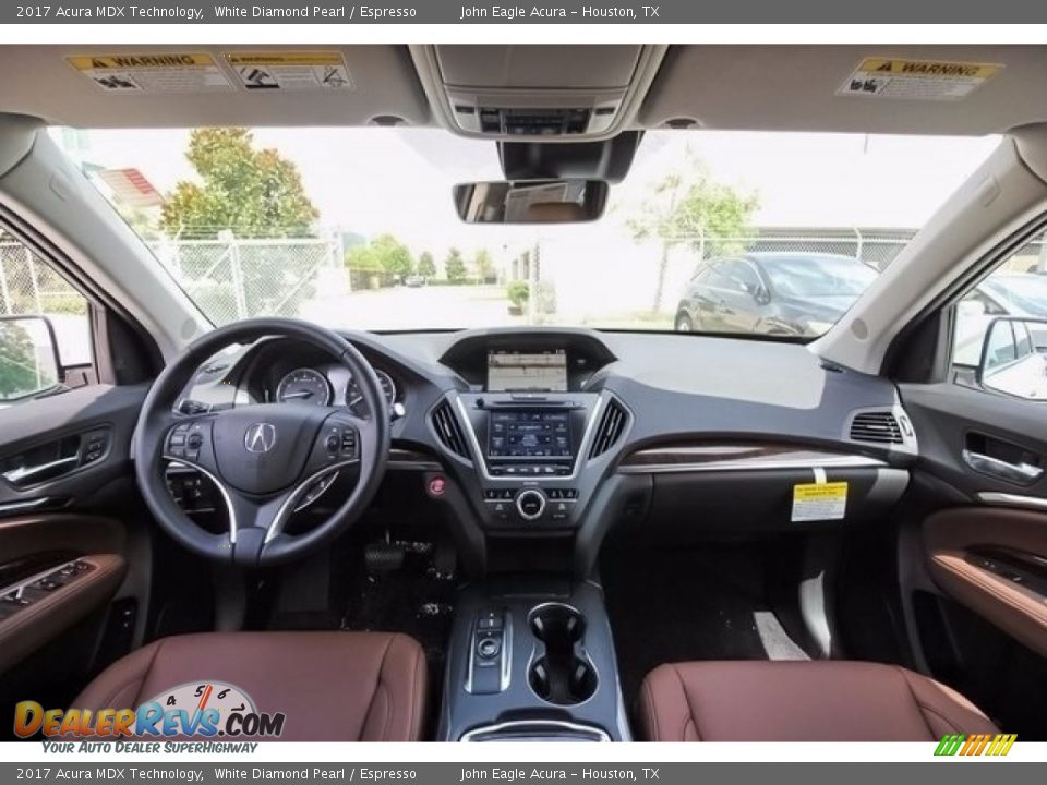 2017 Acura MDX Technology White Diamond Pearl / Espresso Photo #9