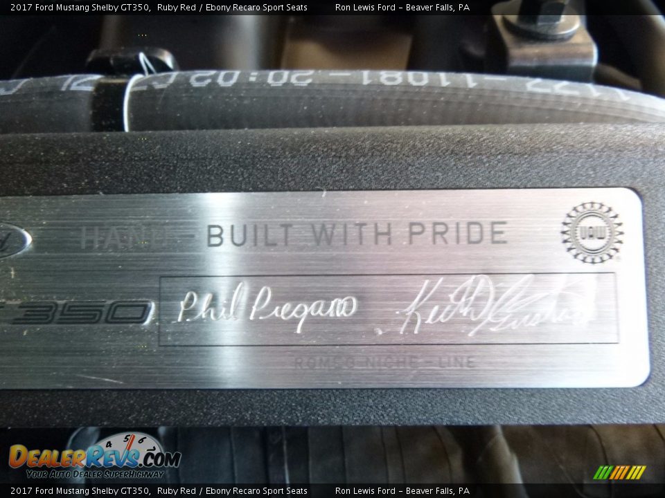 Info Tag of 2017 Ford Mustang Shelby GT350 Photo #4