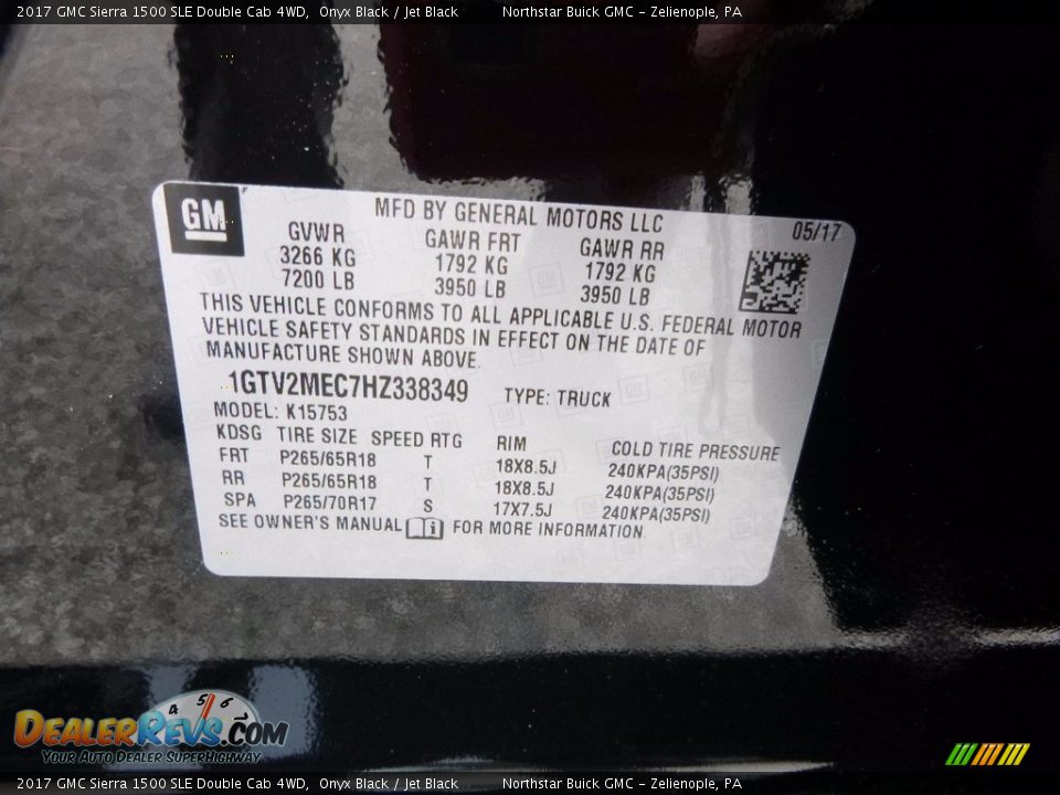 2017 GMC Sierra 1500 SLE Double Cab 4WD Onyx Black / Jet Black Photo #16