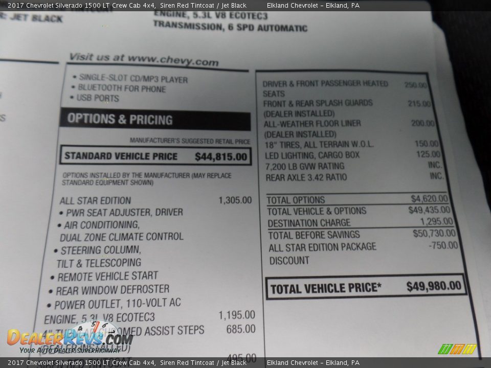 2017 Chevrolet Silverado 1500 LT Crew Cab 4x4 Siren Red Tintcoat / Jet Black Photo #23