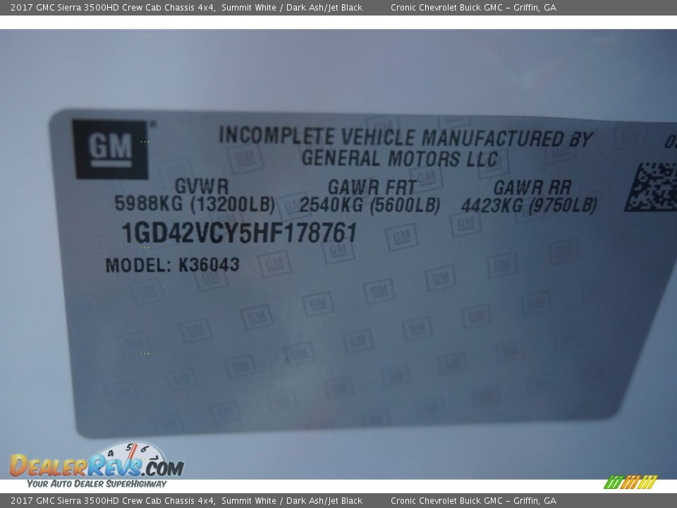 2017 GMC Sierra 3500HD Crew Cab Chassis 4x4 Summit White / Dark Ash/Jet Black Photo #14