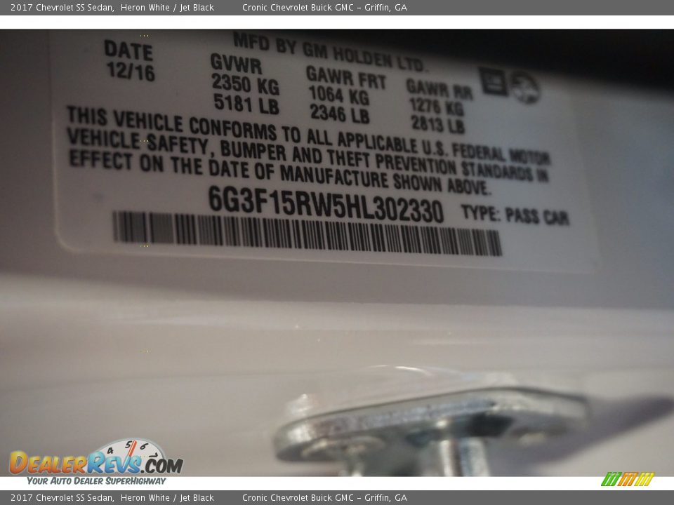 2017 Chevrolet SS Sedan Heron White / Jet Black Photo #14