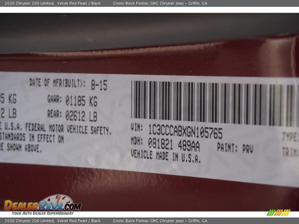 2016 Chrysler 200 Limited Velvet Red Pearl / Black Photo #24