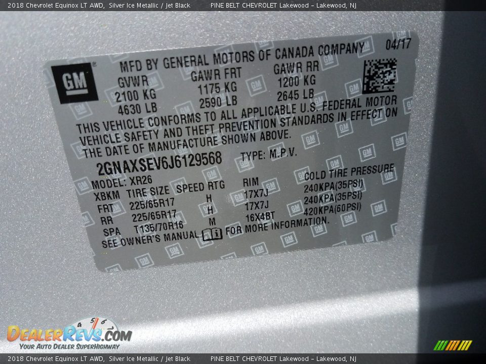 2018 Chevrolet Equinox LT AWD Silver Ice Metallic / Jet Black Photo #9