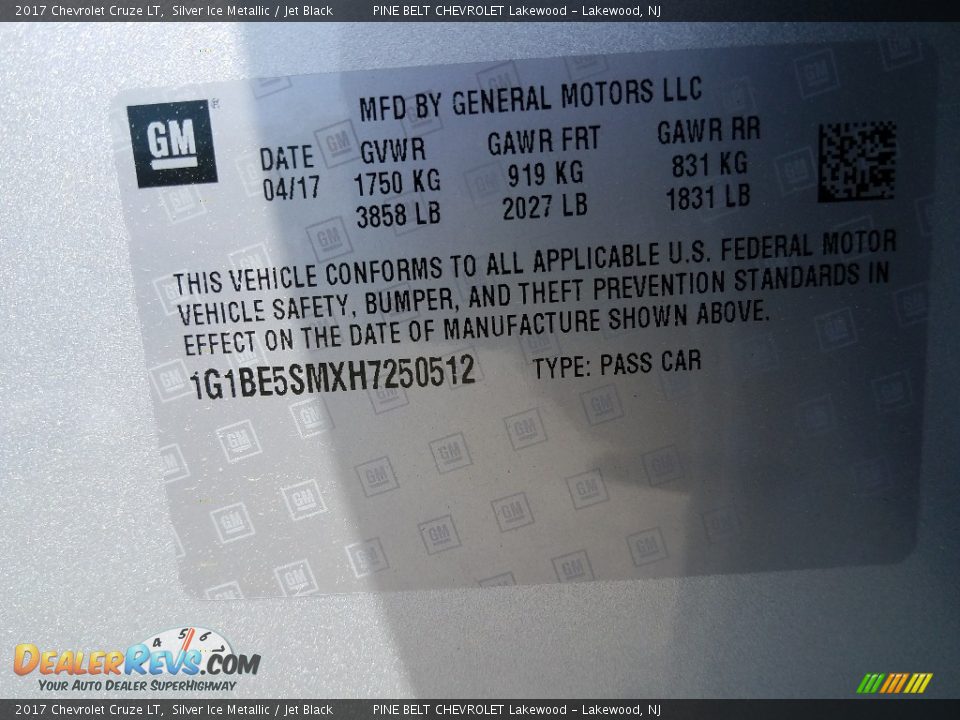 2017 Chevrolet Cruze LT Silver Ice Metallic / Jet Black Photo #9