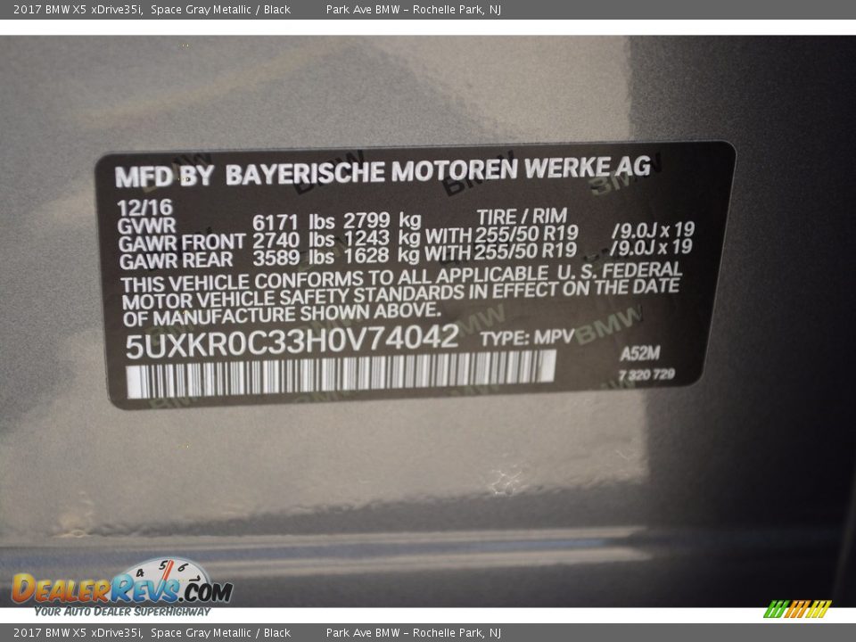 2017 BMW X5 xDrive35i Space Gray Metallic / Black Photo #35