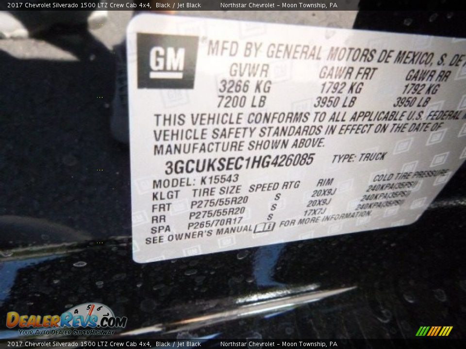 2017 Chevrolet Silverado 1500 LTZ Crew Cab 4x4 Black / Jet Black Photo #16