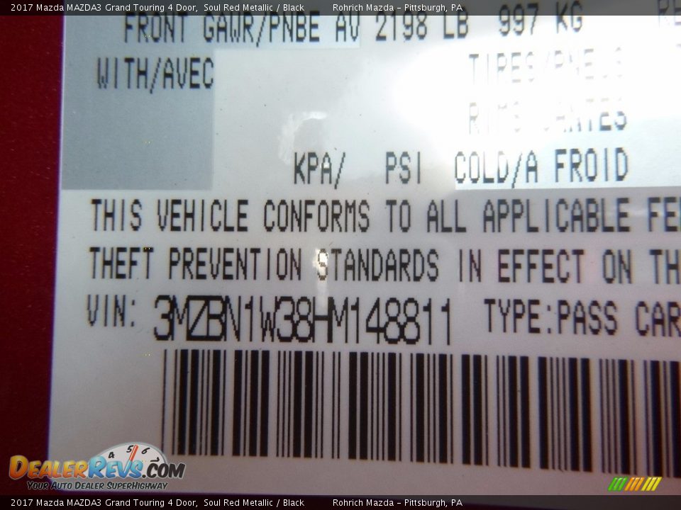 2017 Mazda MAZDA3 Grand Touring 4 Door Soul Red Metallic / Black Photo #10