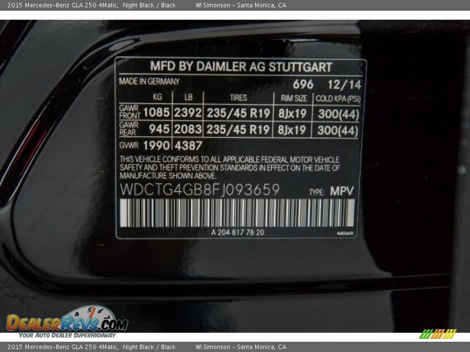 2015 Mercedes-Benz GLA 250 4Matic Night Black / Black Photo #12