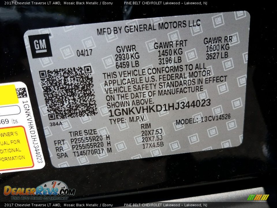 2017 Chevrolet Traverse LT AWD Mosaic Black Metallic / Ebony Photo #9