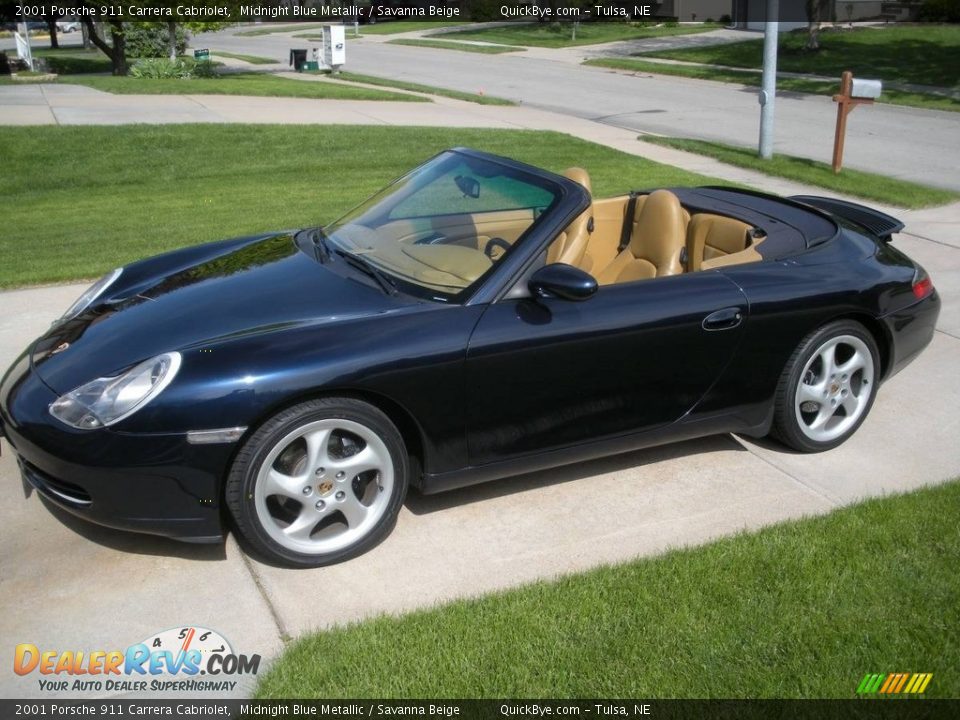2001 Porsche 911 Carrera Cabriolet Midnight Blue Metallic / Savanna Beige Photo #2