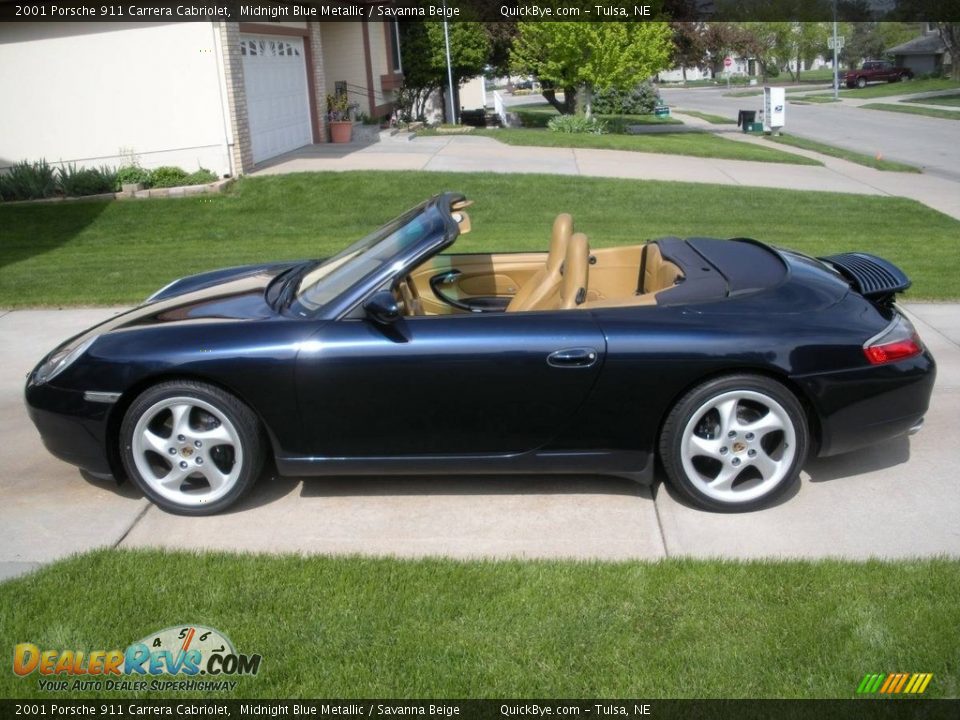2001 Porsche 911 Carrera Cabriolet Midnight Blue Metallic / Savanna Beige Photo #3