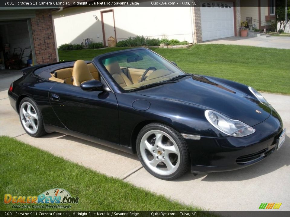 2001 Porsche 911 Carrera Cabriolet Midnight Blue Metallic / Savanna Beige Photo #7