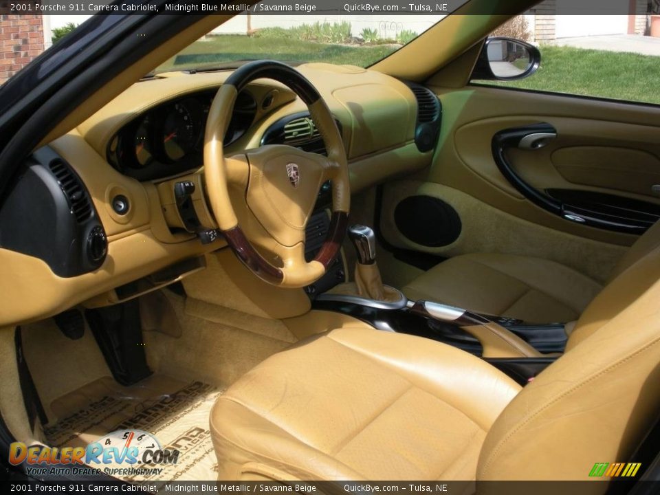 2001 Porsche 911 Carrera Cabriolet Midnight Blue Metallic / Savanna Beige Photo #14