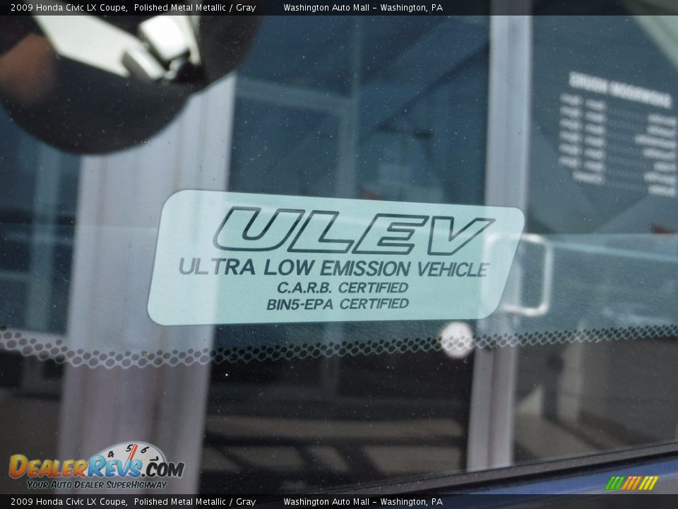 2009 Honda Civic LX Coupe Polished Metal Metallic / Gray Photo #10