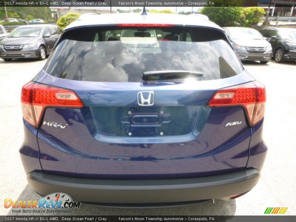 2017 Honda HR-V EX-L AWD Deep Ocean Pearl / Gray Photo #3